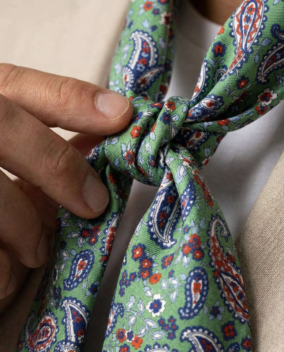 Foulard twilly verde chiaro in seta panama ABISSO