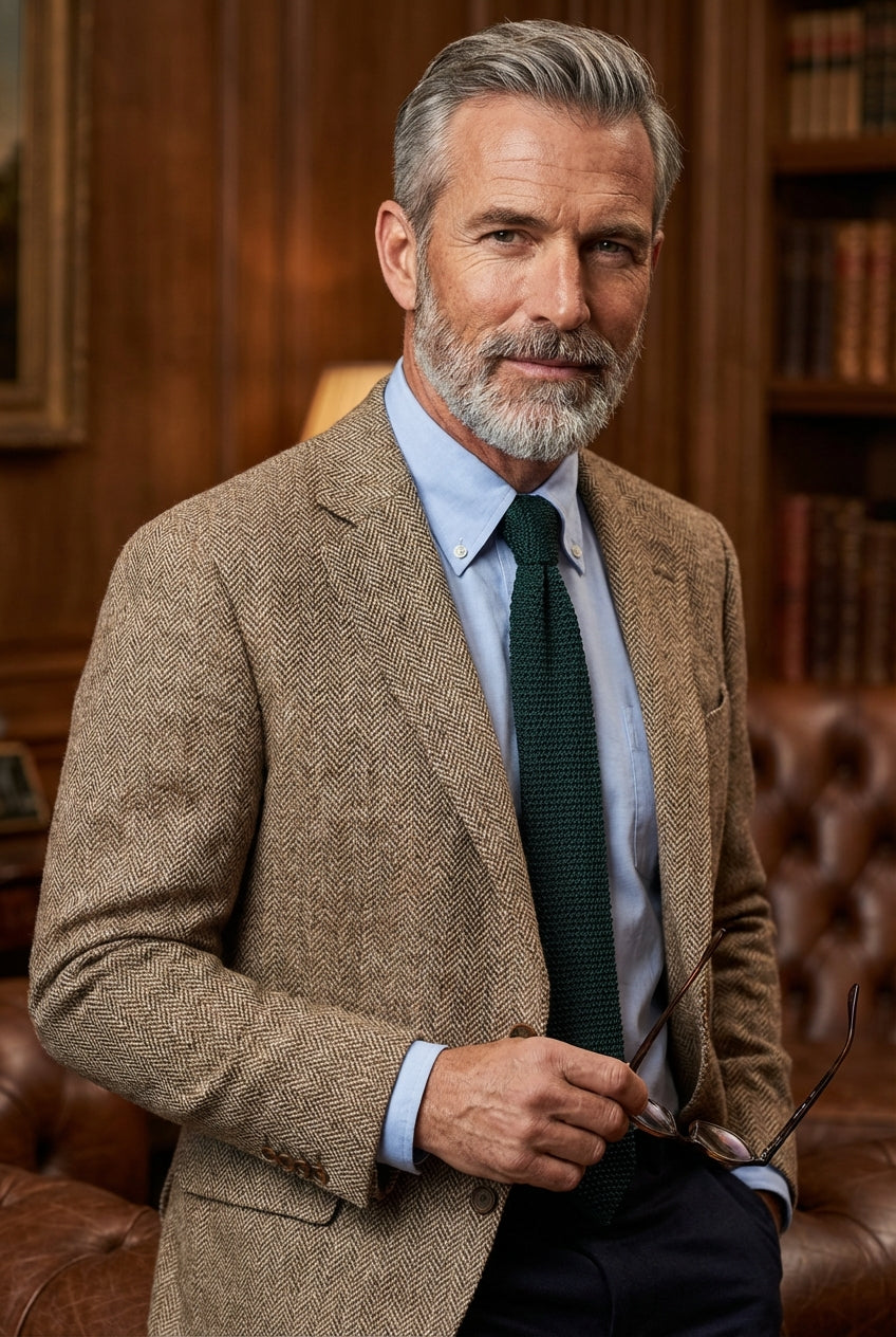 Cravatta in maglia di seta verde PROCIDA con punta a V