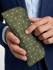 Portaocchiali verde OLIMPIA in seta stampata inglese