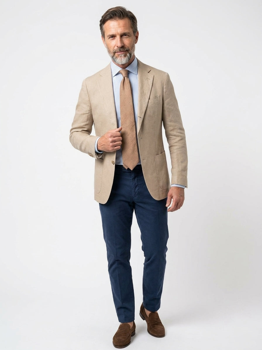 Cravatta 3 pieghe sfoderata FARMA 100% seta shantung marrone chiaro
