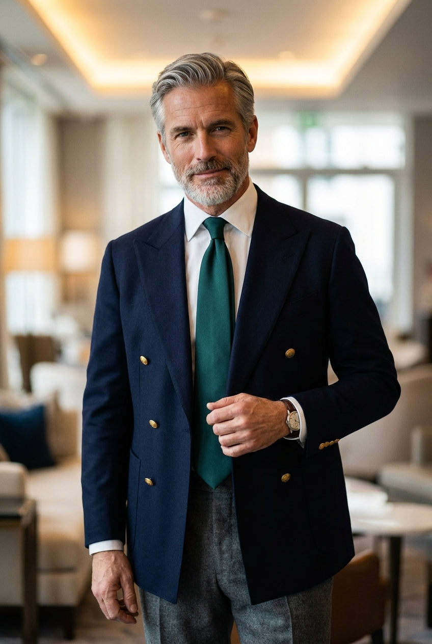 Cravatta 7 Pieghe DACCA in seta inglese stampata Verde Scuro