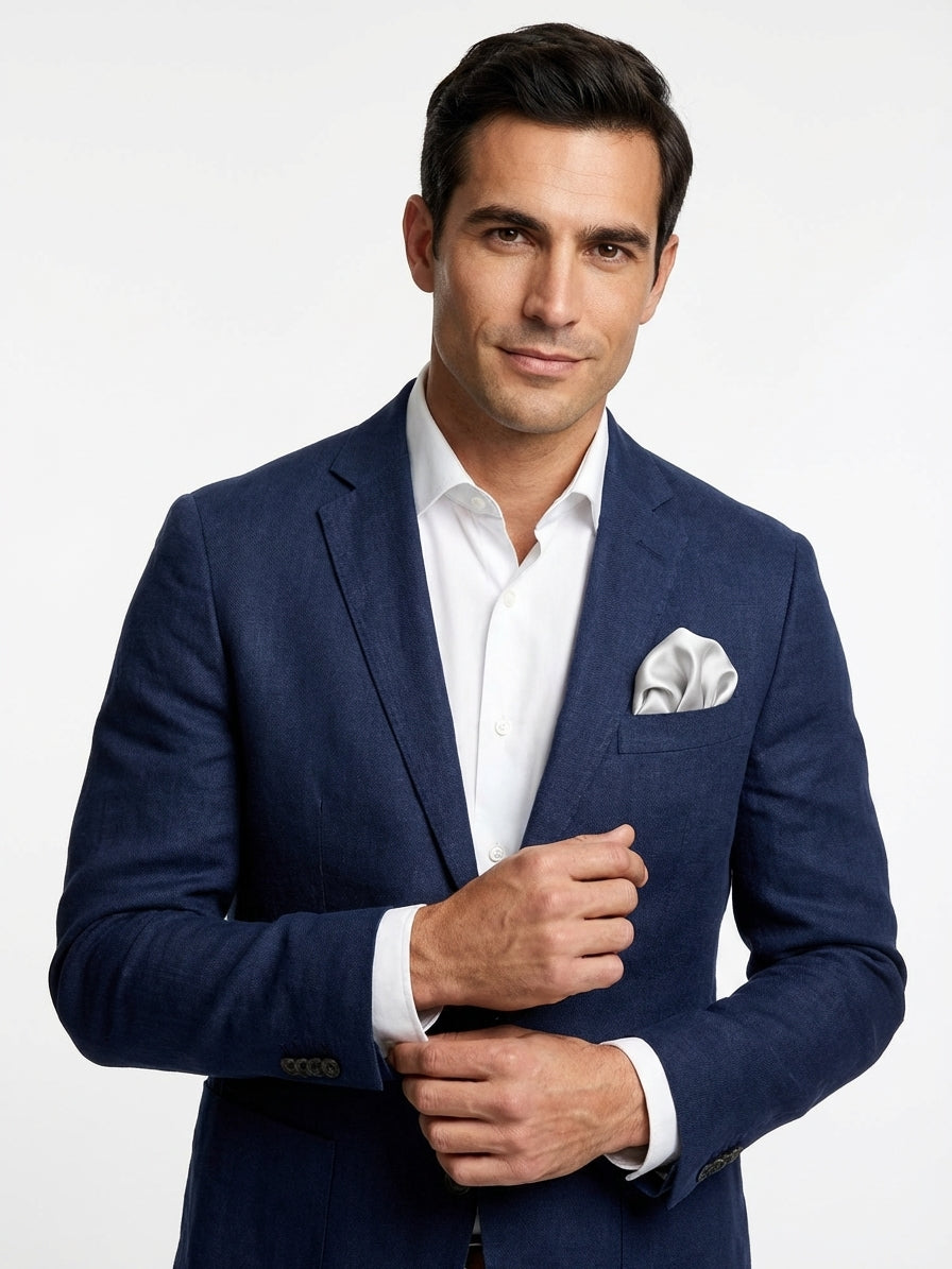 Fazzoletto da taschino in seta CALISTA Grigio Chiaro