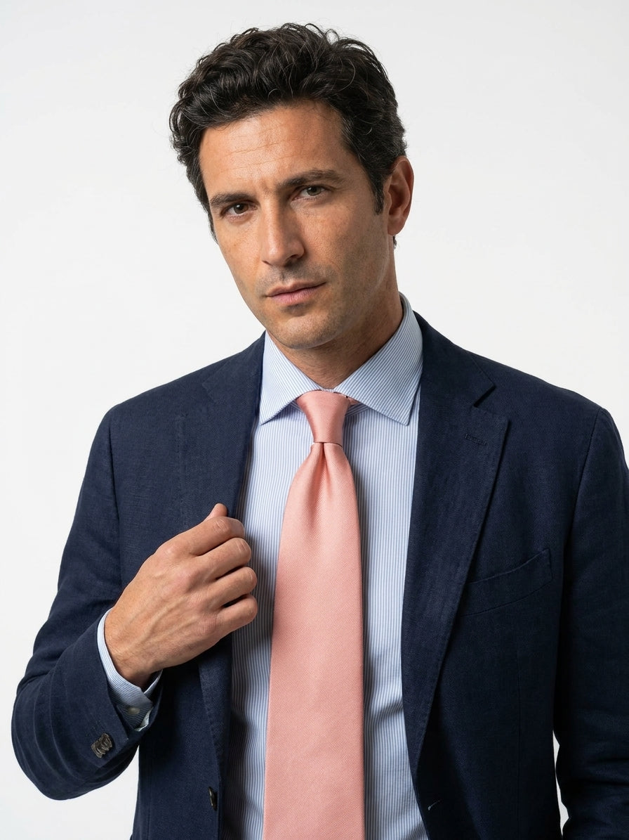 Cravatta 3 pieghe rosa in seta jacquard SAGLIETTA