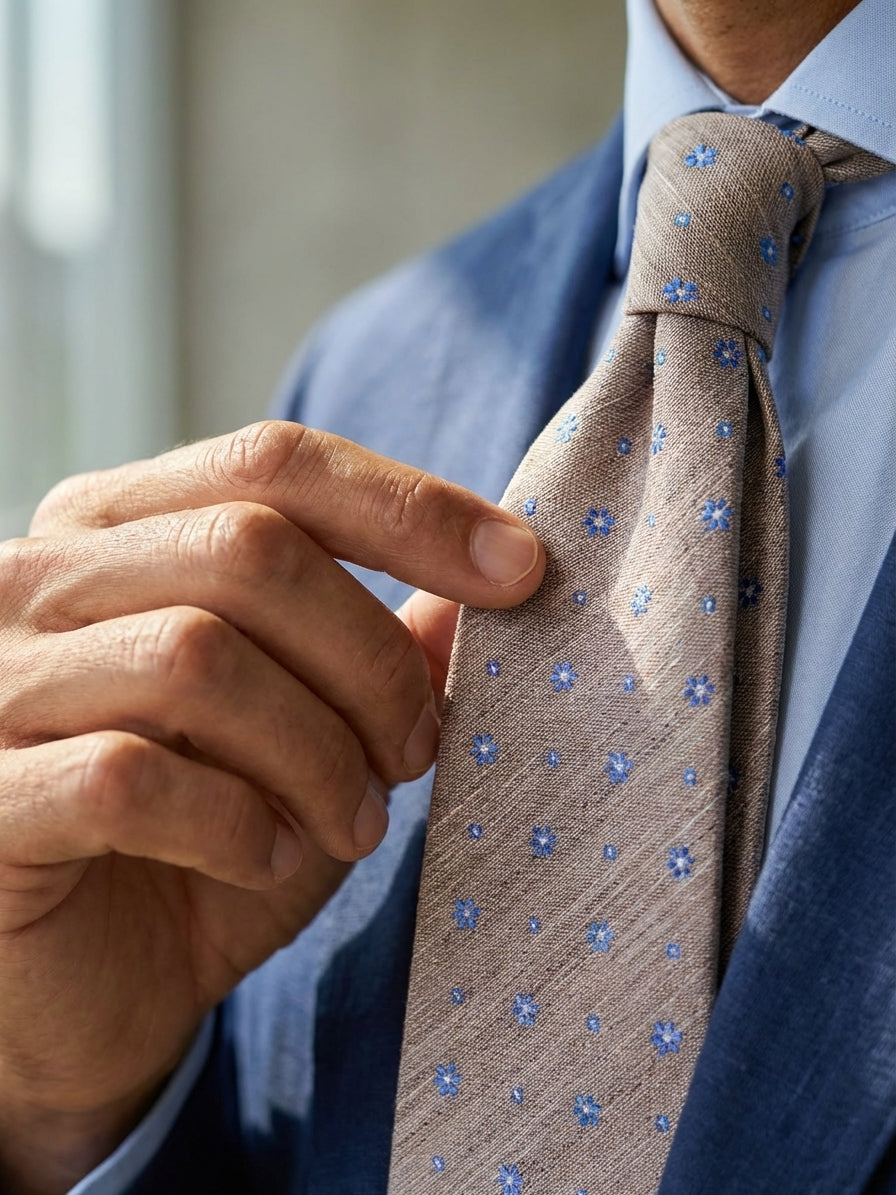 Cravatta 3 pieghe IRIS seta\lino beige