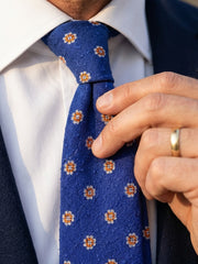 Cravatta 3 Pieghe blu elettrico REALE Seta shantung