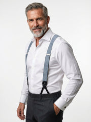 Bretella a Y in seta shantung blu avion con lacci in tessuto e clip FARMA