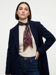 Foulard Twilly double face marrone in lana stampata WOOLLY