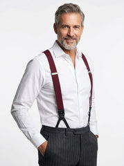 Bretella a Y in elastico con lacci in tessuto e clip ELASTIC Bordeaux