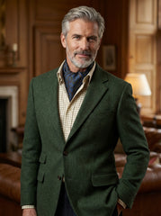 Ascot uomo in seta inglese stampata a mano marrone CARMIONE