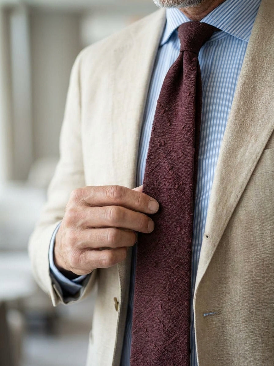 Cravatta 3 pieghe sfoderata FARMA 100% seta shantung marrone