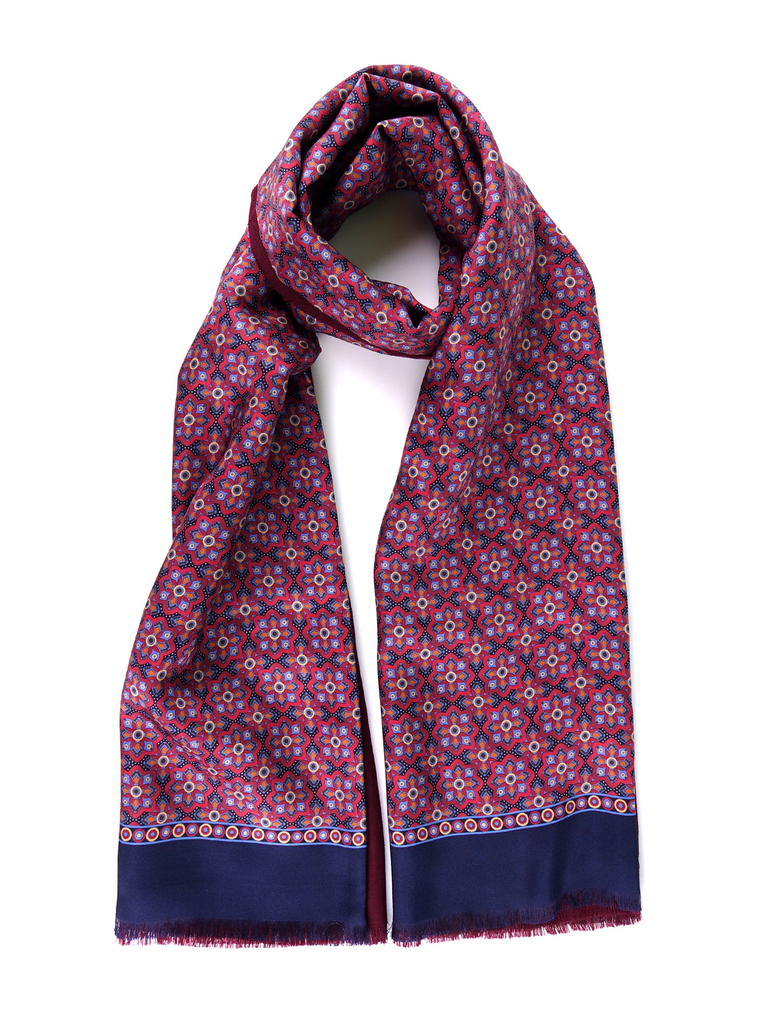 Sciarpa doppiata in seta\lana stampata ABSTRA bordeaux