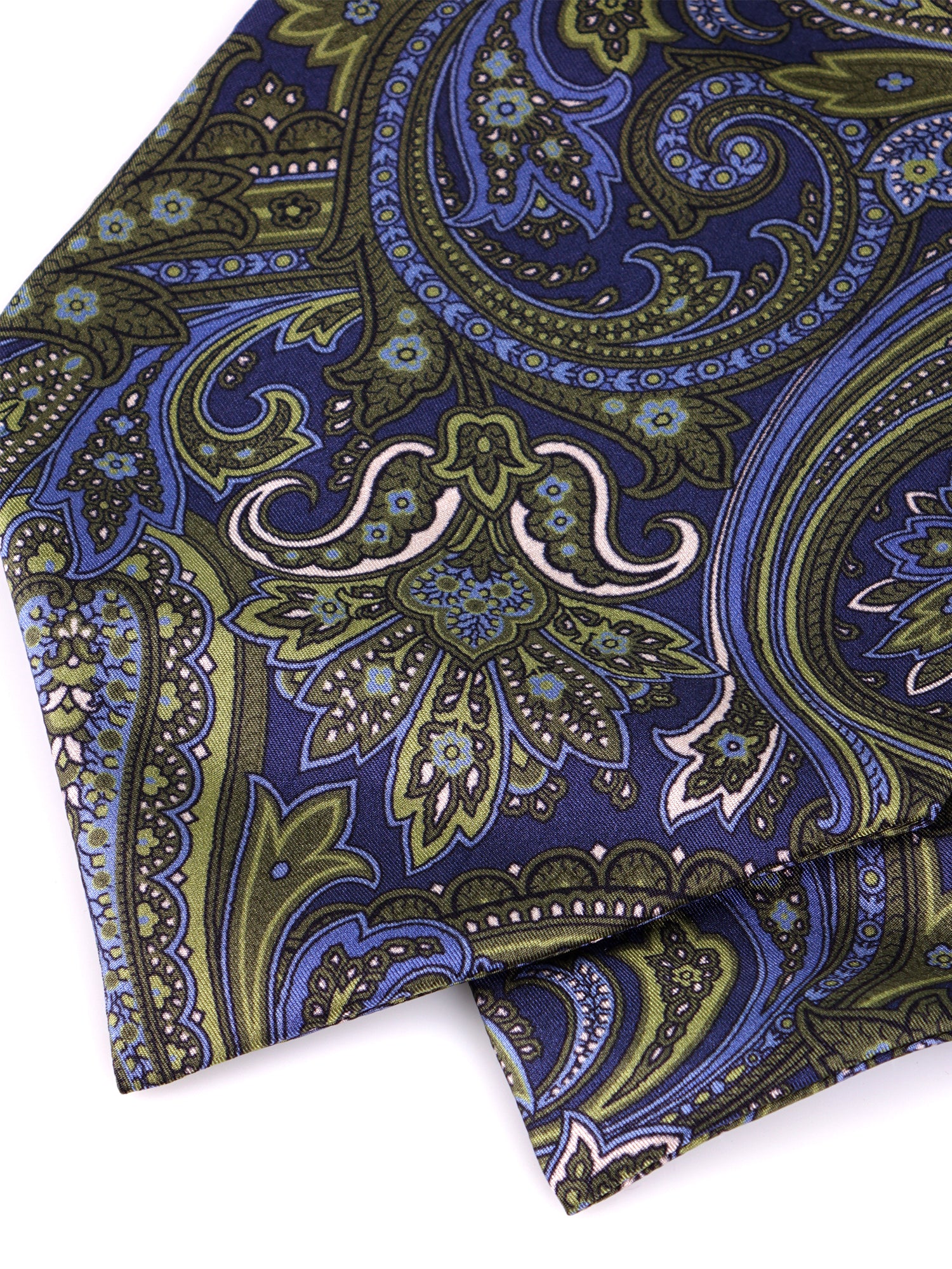 Ascot doppia punta blu/verde in seta stampata ACCIO