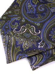 Ascot doppia punta blu/verde in seta stampata ACCIO