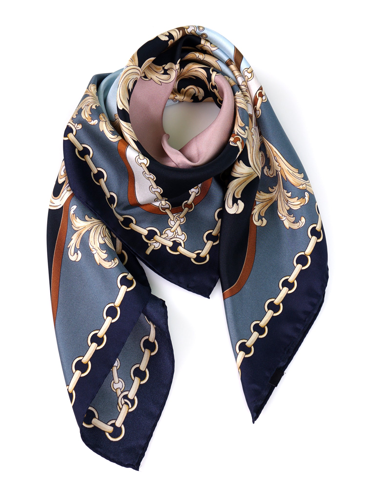 Foulard 90x90cm in seta stampa Blu Alena
