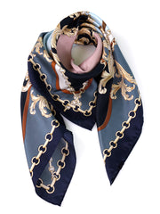 Foulard 90x90cm in seta stampa Blu Alena