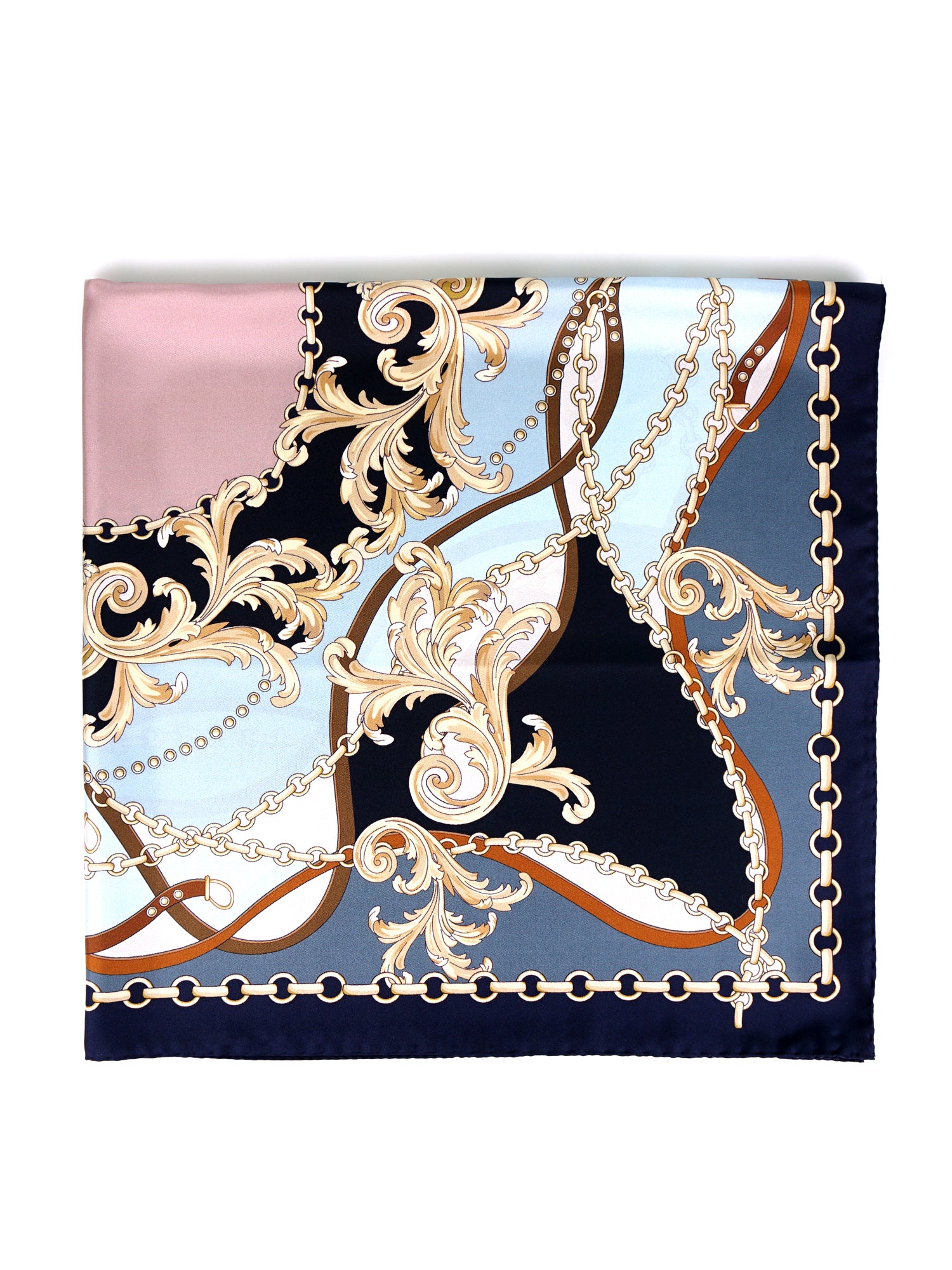 Foulard 90x90cm in seta stampa Blu Alena