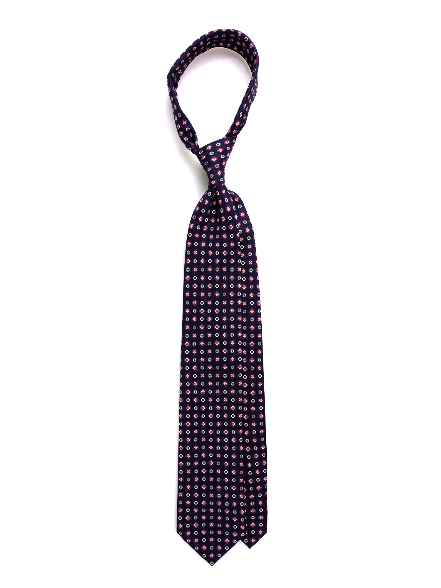 Cravatta 3 pieghe ANGEL in seta stampata blu navy