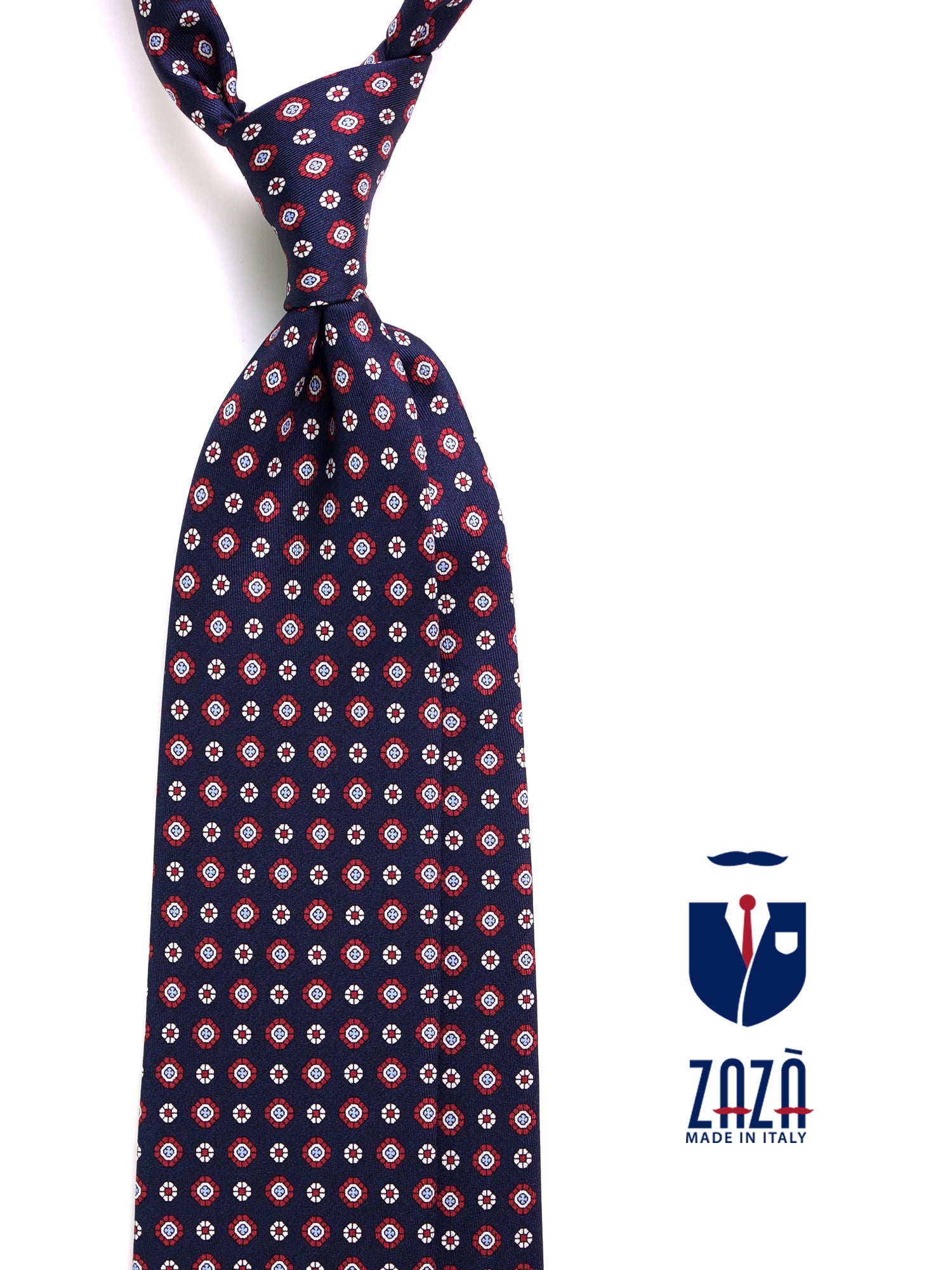 Cravatta 3 pieghe ANGEL in seta stampata blu navy