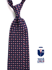 Cravatta 3 pieghe ANGEL in seta stampata blu navy