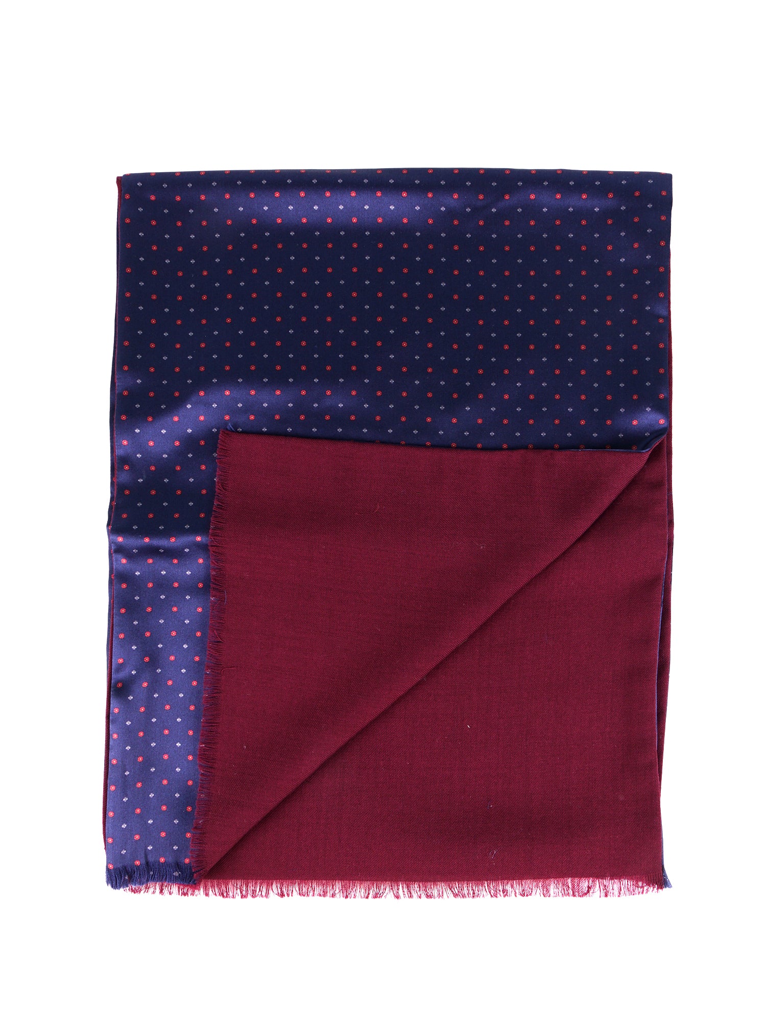 Sciarpa blu navy doppiata in seta\lana stampata ANTONI