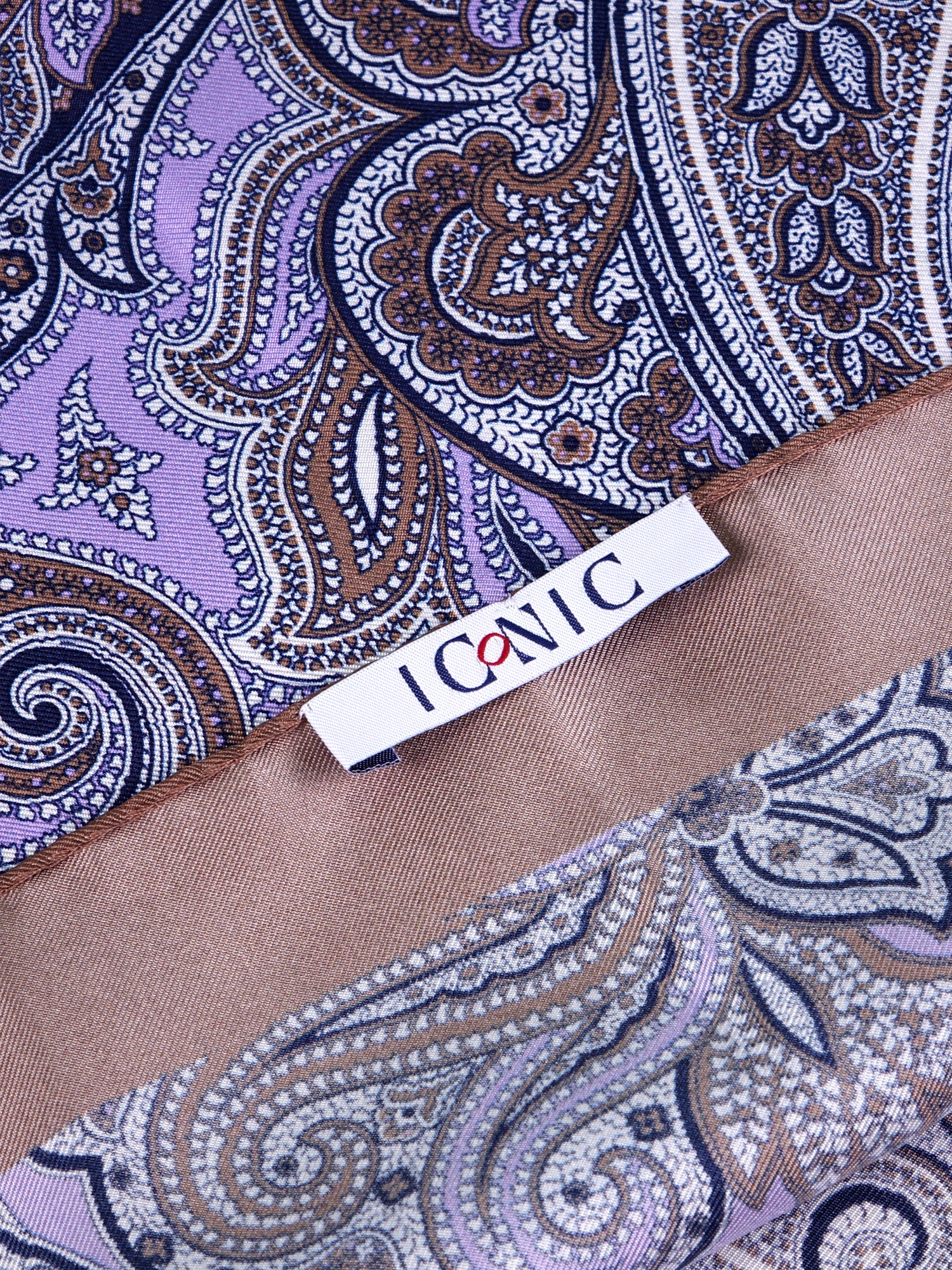 Foulard ARABESQUE glicine in seta stampata