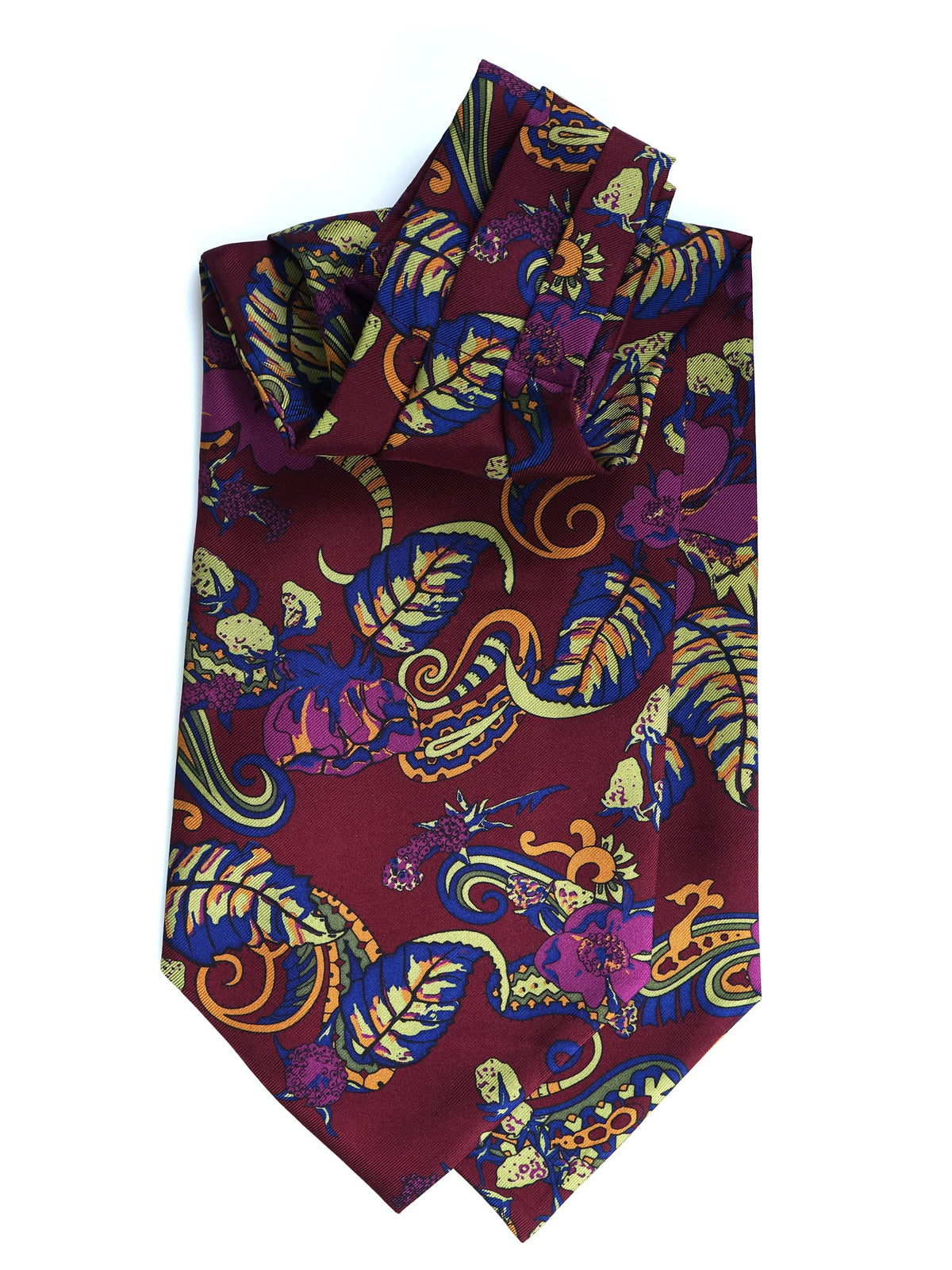 Ascot uomo bordeaux in pura seta stampata inglese ALFONSO
