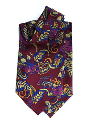 Ascot uomo bordeaux in pura seta stampata inglese ALFONSO