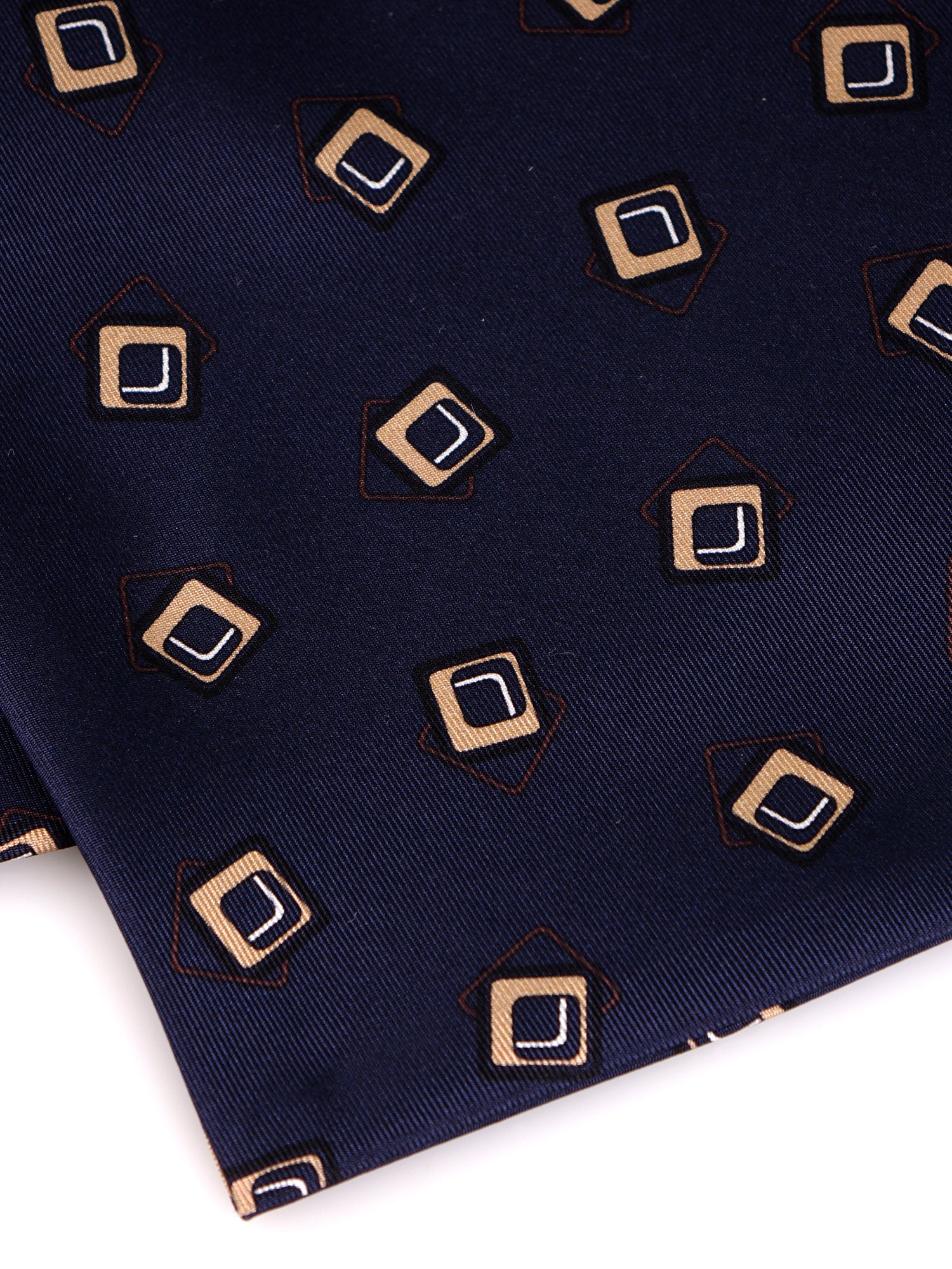 Ascot doppia punta blu navy in seta stampata DOMINO