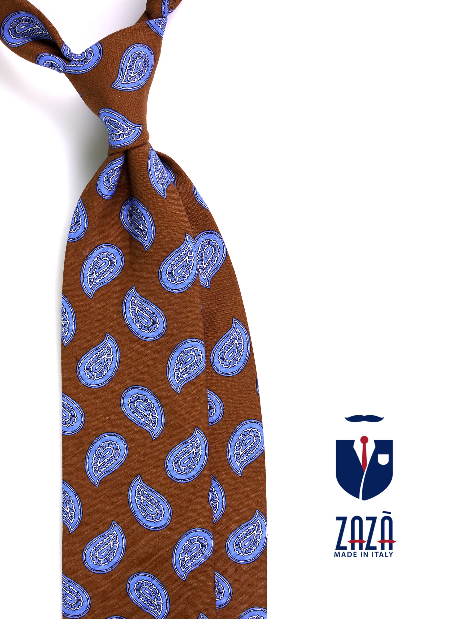 Cravatta 3 pieghe sfoderata BANE seta\lino marrone chiaro