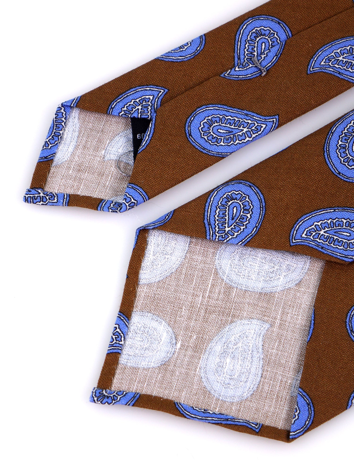 Cravatta 3 pieghe sfoderata BANE seta\lino marrone chiaro