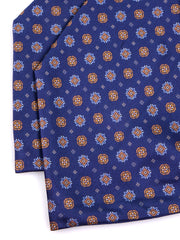 Ascot doppia punta blu in seta raso stampata BASTIK
