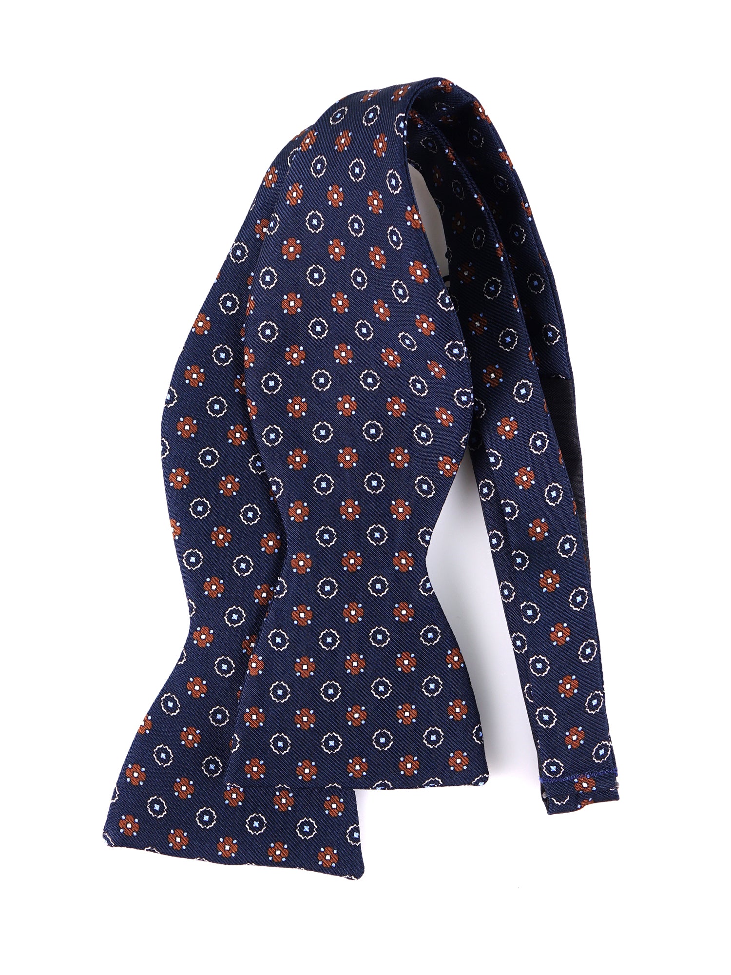 Papillon da annodare in seta stampata BERRY blu scuro