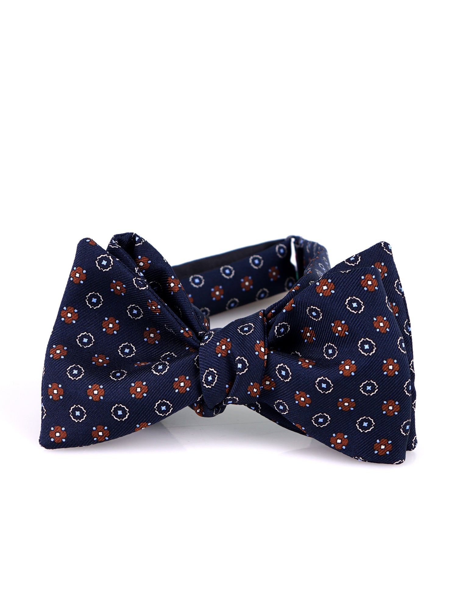 Papillon da annodare in seta stampata BERRY blu scuro