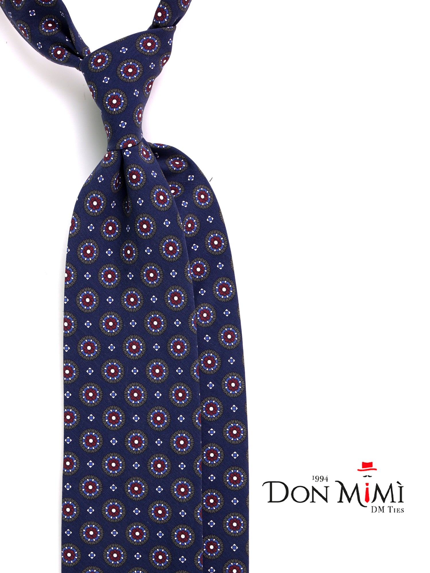 Cravatta 3 pieghe blu navy  in seta madder BILLY
