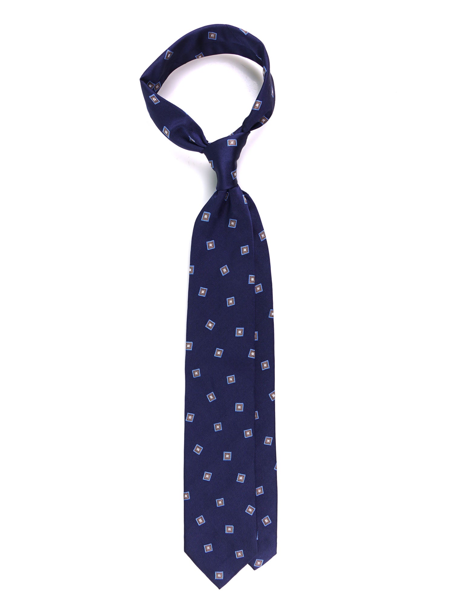Cravatta 3 pieghe BIRDIE seta\cotone blu