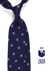 Cravatta 3 pieghe BIRDIE seta\cotone blu