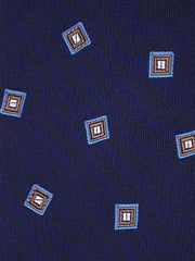 Cravatta 3 pieghe BIRDIE seta\cotone blu