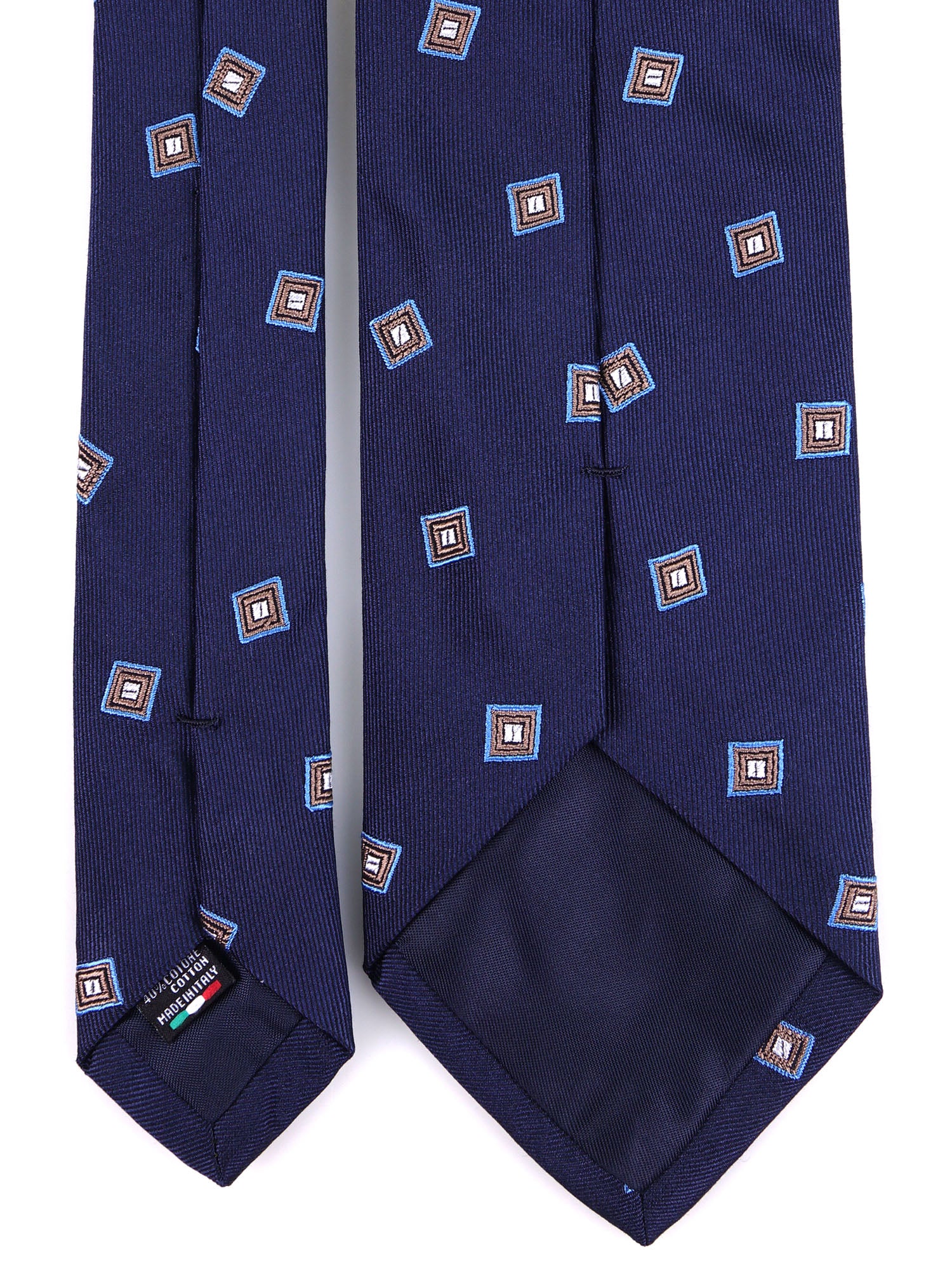 Cravatta 3 pieghe BIRDIE seta\cotone blu