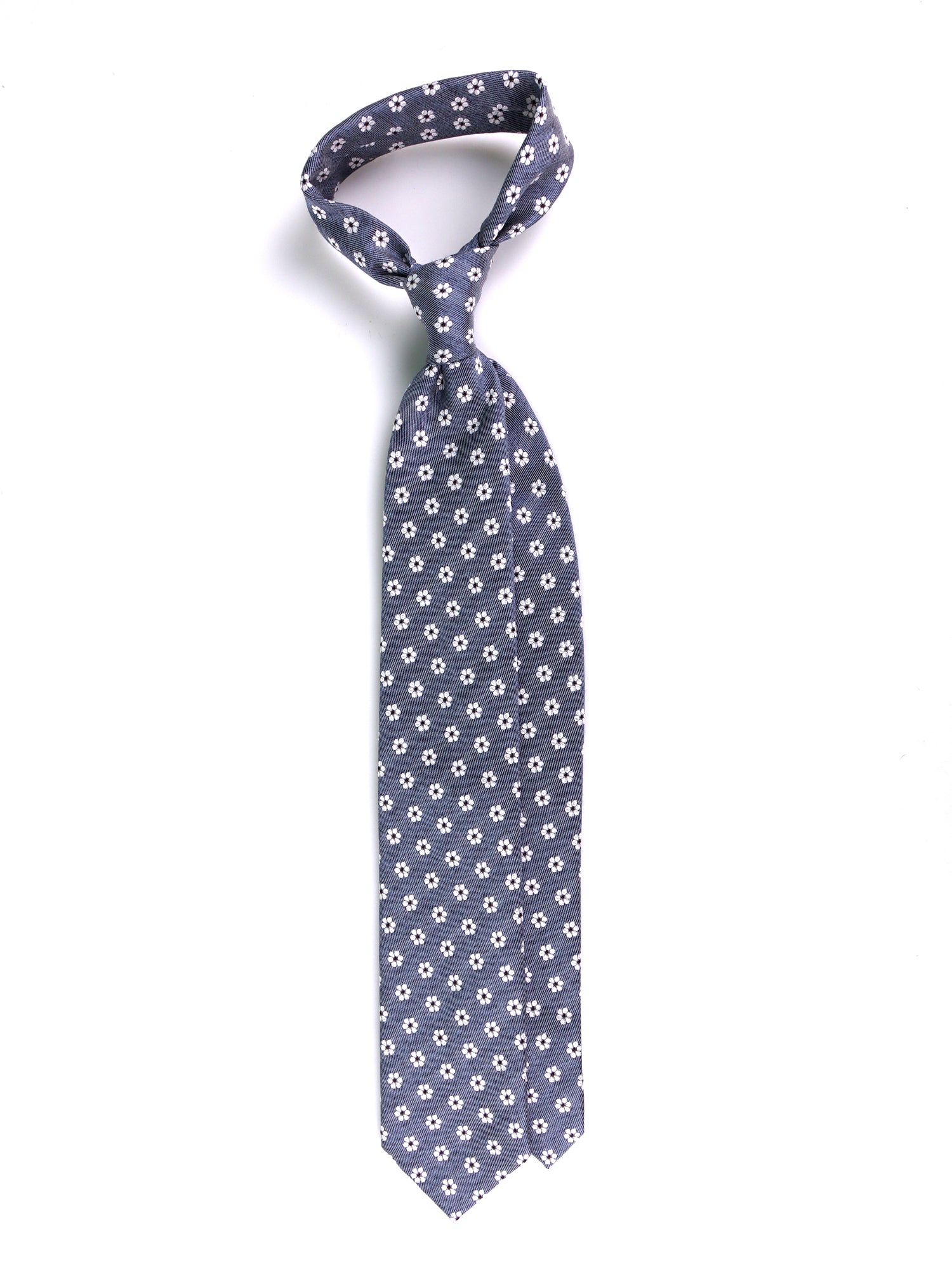 Cravatta 3 pieghe BLOOM seta\cotone blu