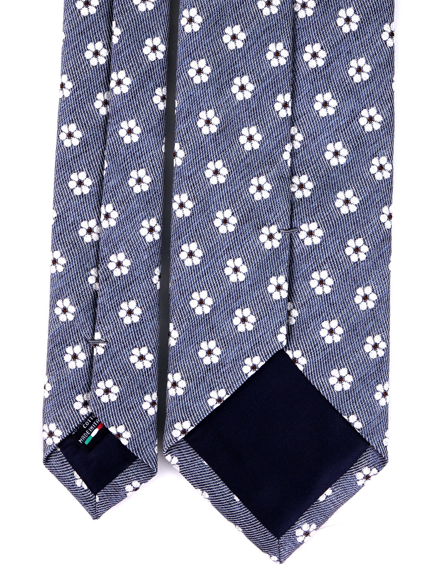Cravatta 3 pieghe BLOOM seta\cotone blu