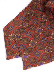 Ascot doppia punta arancione in seta raso stampata BOTTON