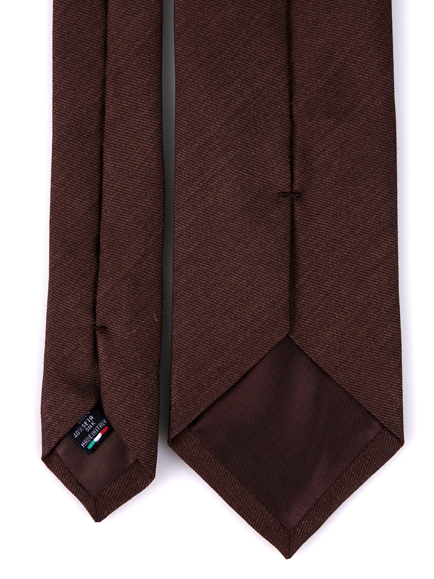 Cravatta 3 pieghe BRUNOR seta\lino marrone