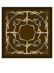 Brown scarf 90x90cm in REINS printed silk