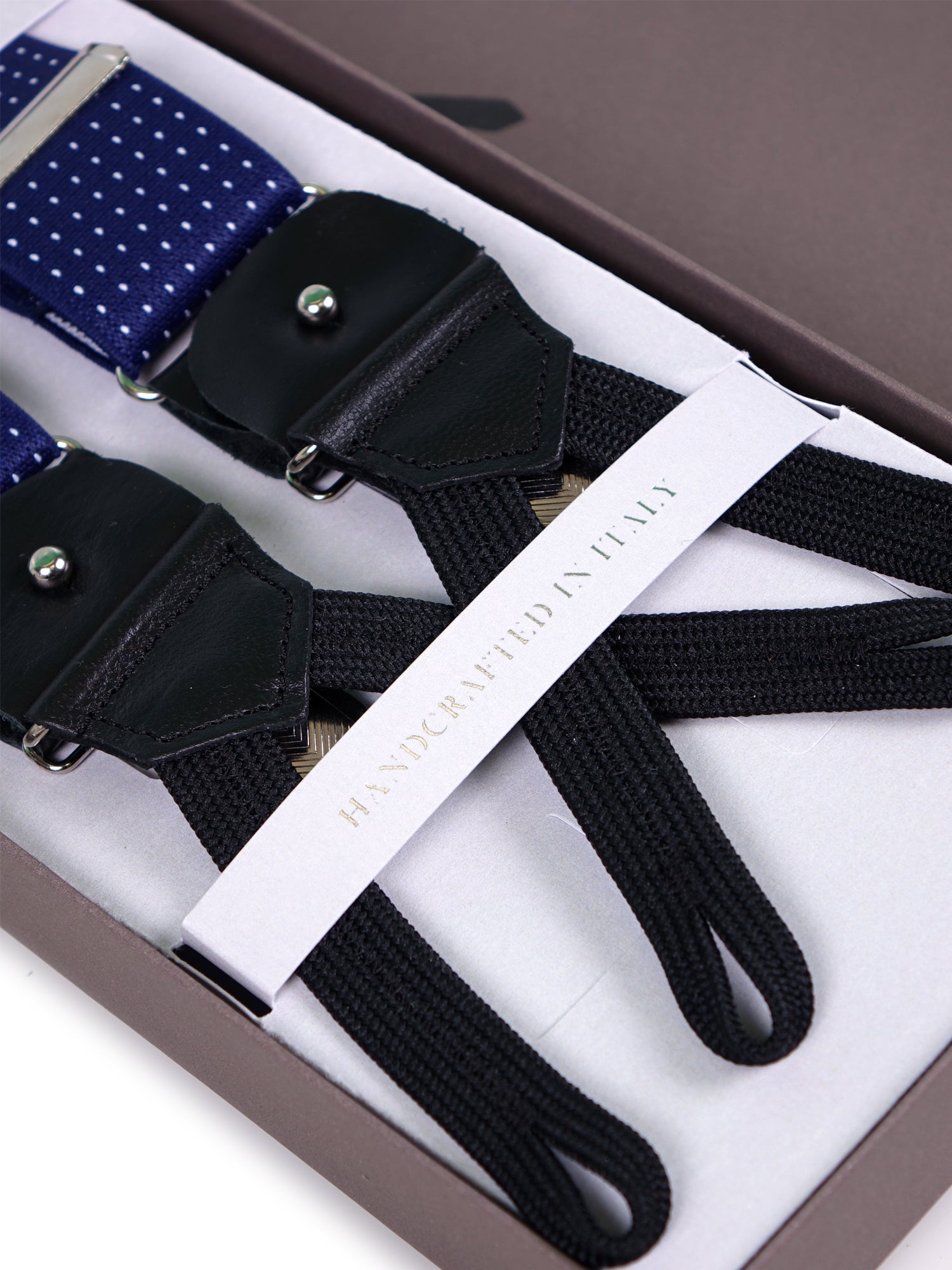 Elastic polka dot braces with clips and laces Blue