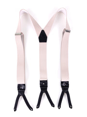 Bretella a Y in elastico con lacci clip e componenti in pelle nera ELASTIC Avorio