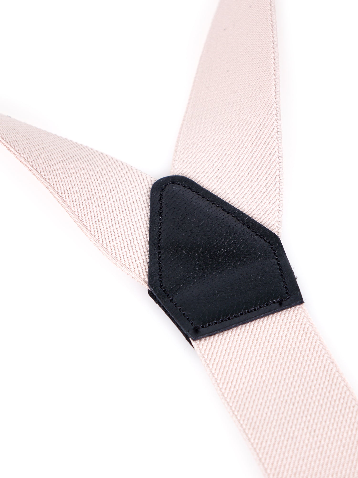 Bretella a Y in elastico con lacci clip e componenti in pelle nera ELASTIC Avorio