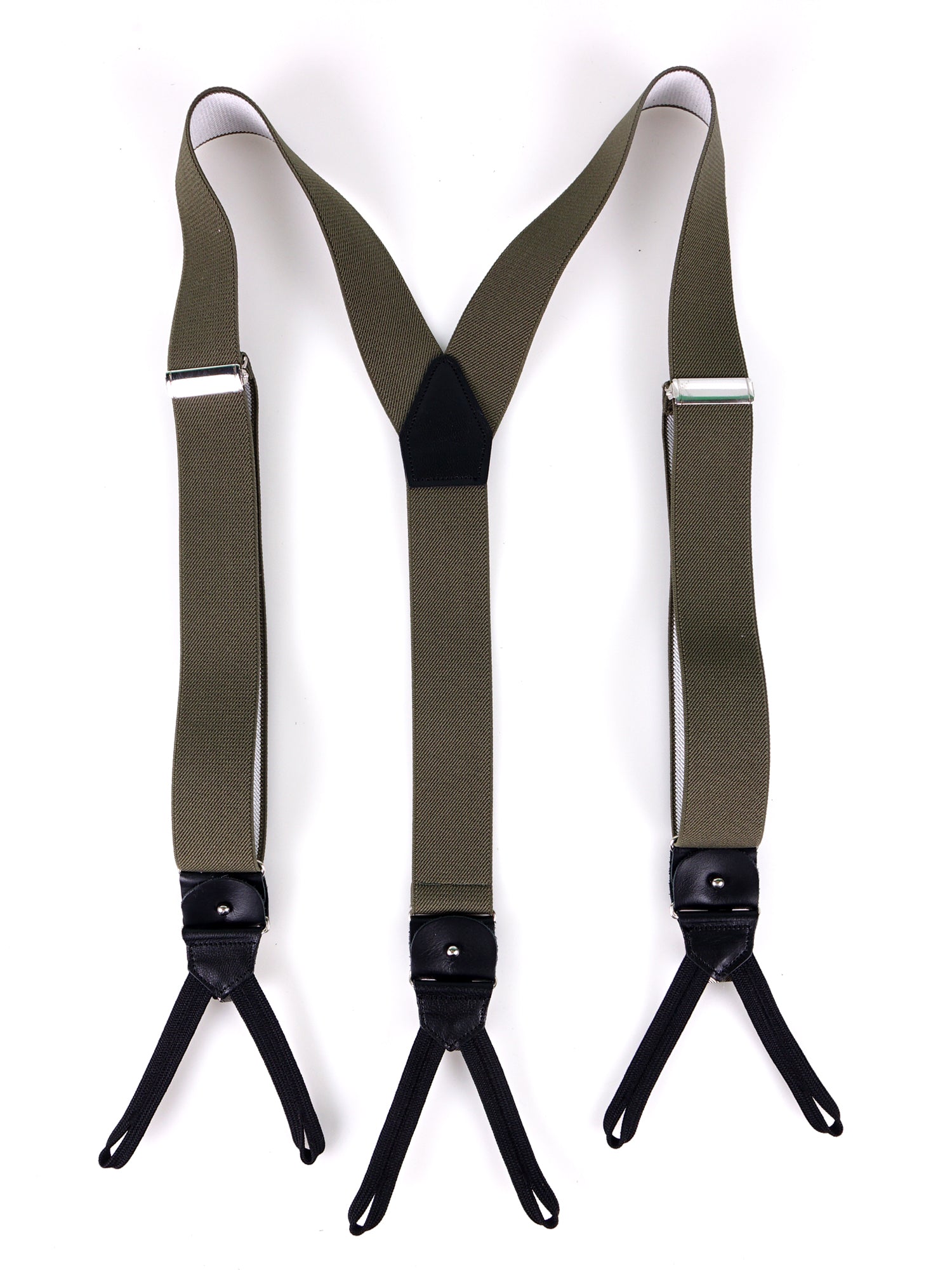 Bretella a Y in elastico con lacci, clip e pelle nera ELASTIC Verde Chiaro