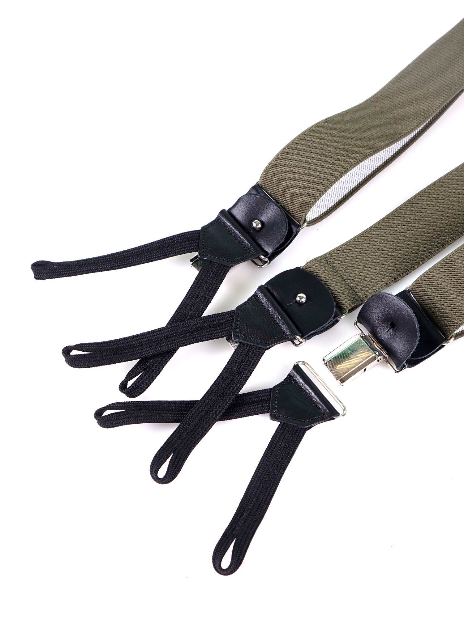 Bretella a Y in elastico con lacci, clip e pelle nera ELASTIC Verde Chiaro