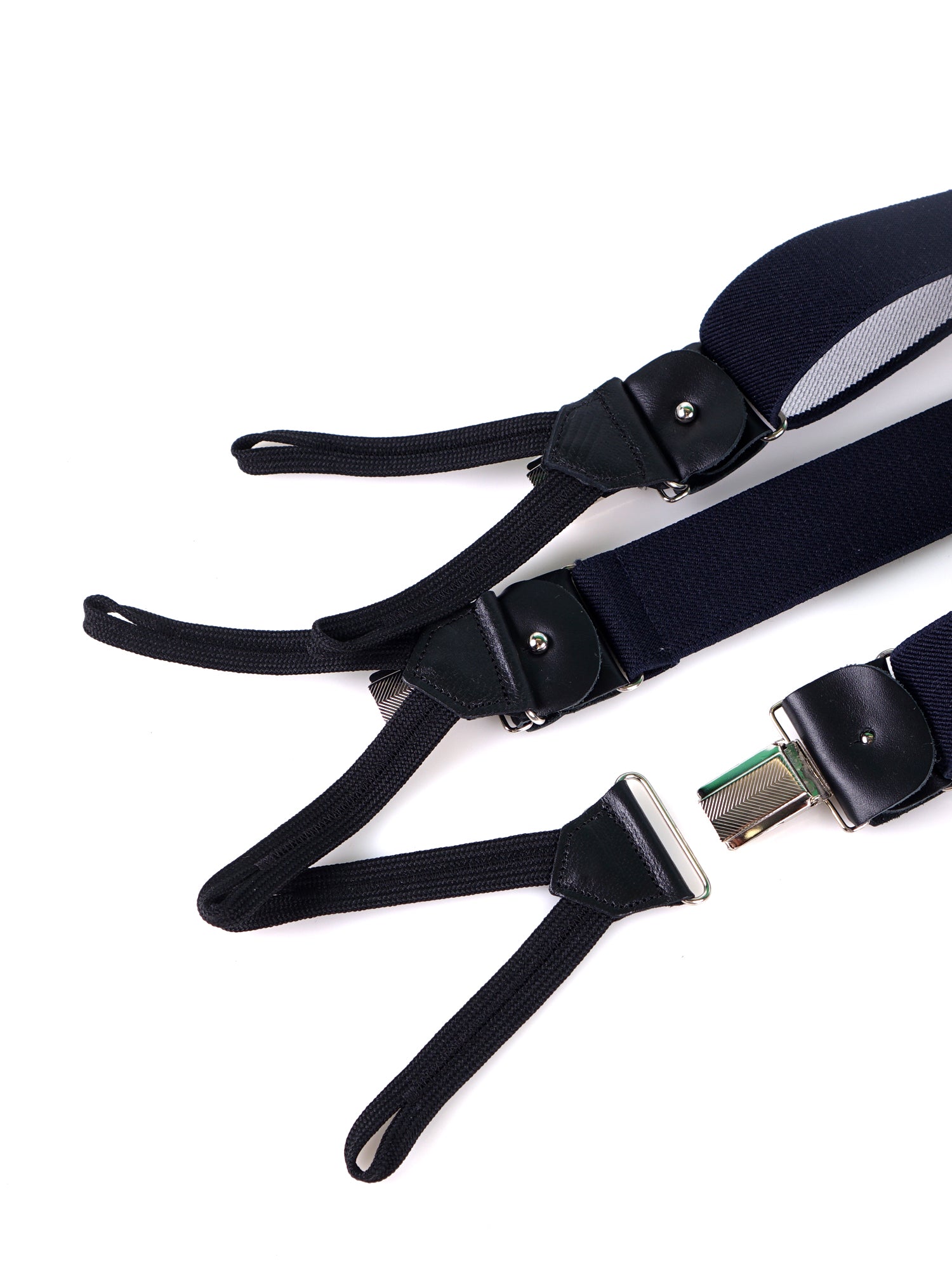 Bretella a Y in elastico con lacci in tessuto e clip ELASTIC blu scuro