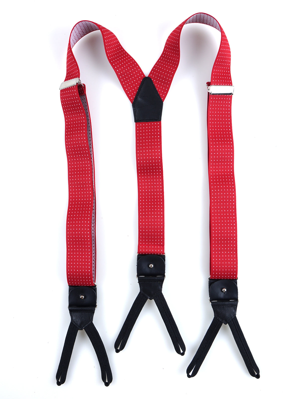 Bretella a Y in elastico a pois con lacci e clip ELASTIC Rossa